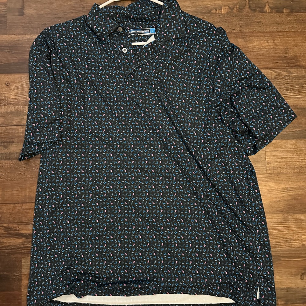 Navy Golf Pattern Dri Fit Polo